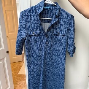 J. McLaughlin Navy Geometric Midi Dress